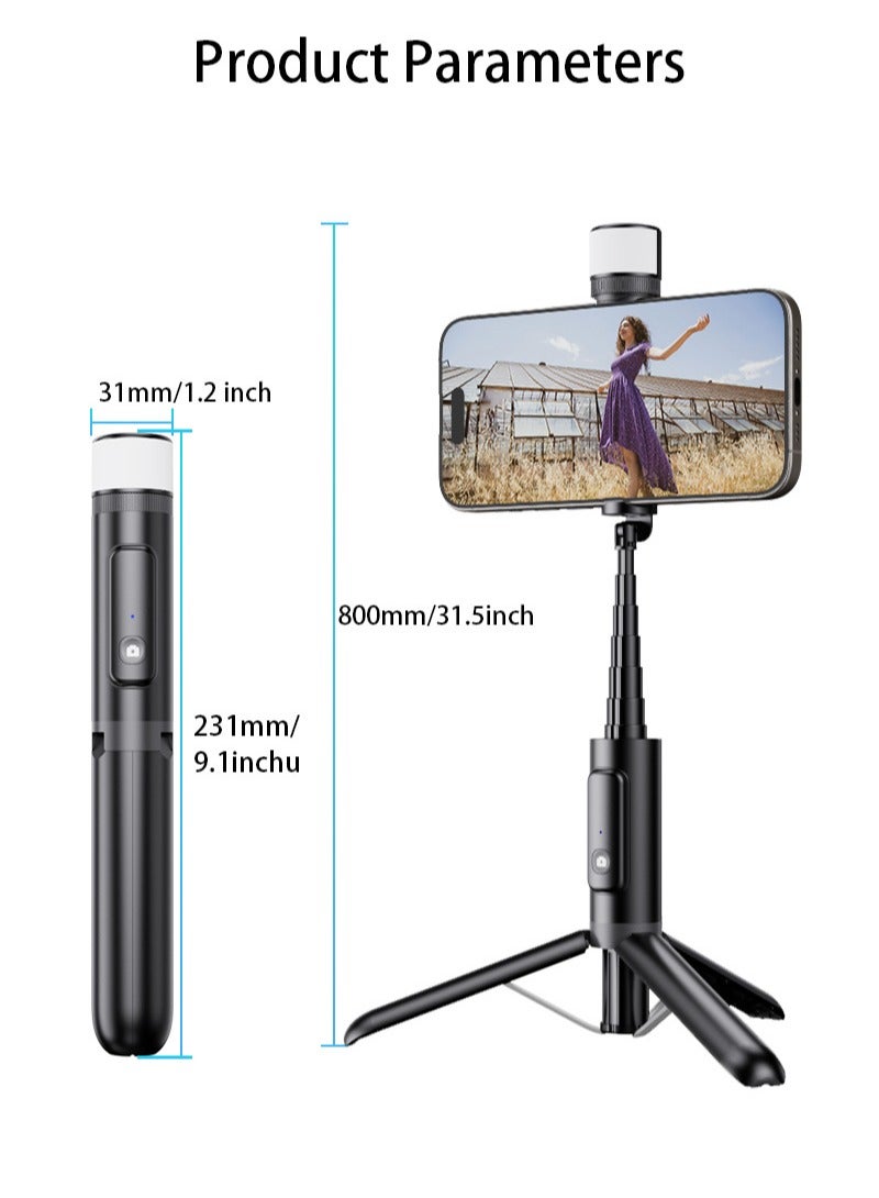 Bluetooth Selfie Stick RGB Magnetic Light Integrated Aluminum Tripod Mobile Phone Selfie Stick - Image 4
