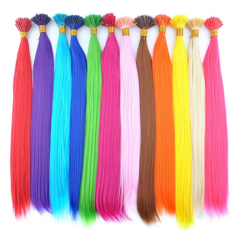 Synthetic I Tip Keratin Fusion Hair Extensions Various Color 5GStrand 50 StrandsPack Keratin Tip Stick Hair Extensions ITip 45cm 50 Strand for Blonde