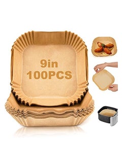 erorex Disposable Air Fryer Paper Liners: 100Pcs 9 In Large Square Non Stick Parchment, Air Fryer Basket Liner for 8Qt  - Image 1