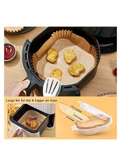 erorex Disposable Air Fryer Paper Liners: 100Pcs 9 In Large Square Non Stick Parchment, Air Fryer Basket Liner for 8Qt  - Image 3