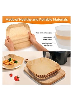 erorex Disposable Air Fryer Paper Liners: 100Pcs 9 In Large Square Non Stick Parchment, Air Fryer Basket Liner for 8Qt  - Image 4