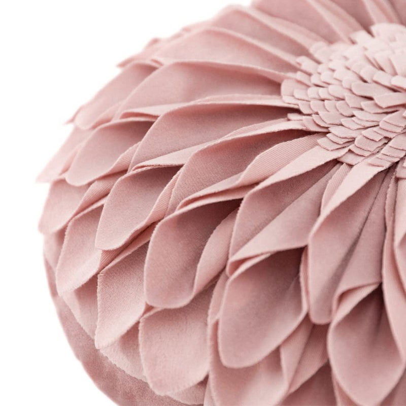 JWH Handmade Flower Throw Pillow Cover Decorative 3D Sunflower Accent Pillow Case Round Floral Cushion Velvet Pillowcase for Home Bed Couch Bedroom Chair 12 Inch Dusty Pink - Image 4
