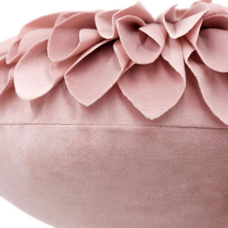 JWH Handmade Flower Throw Pillow Cover Decorative 3D Sunflower Accent Pillow Case Round Floral Cushion Velvet Pillowcase for Home Bed Couch Bedroom Chair 12 Inch Dusty Pink - Image 5