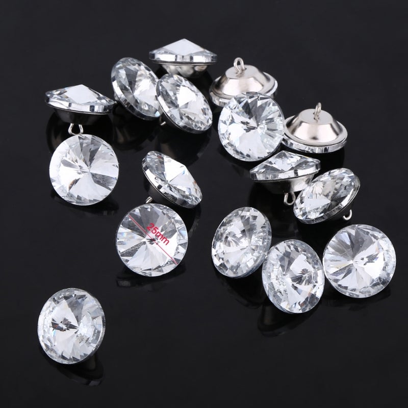 Rhinestone Crystal Buttons: 50 Pcs Glass Material, Clear Shining Luxury, 2 Sizes, Smooth Edge - Delicate Workmanship, Crystal Sewing Buttons for DIY Craft, Furniture & Costume Decoration - Image 3
