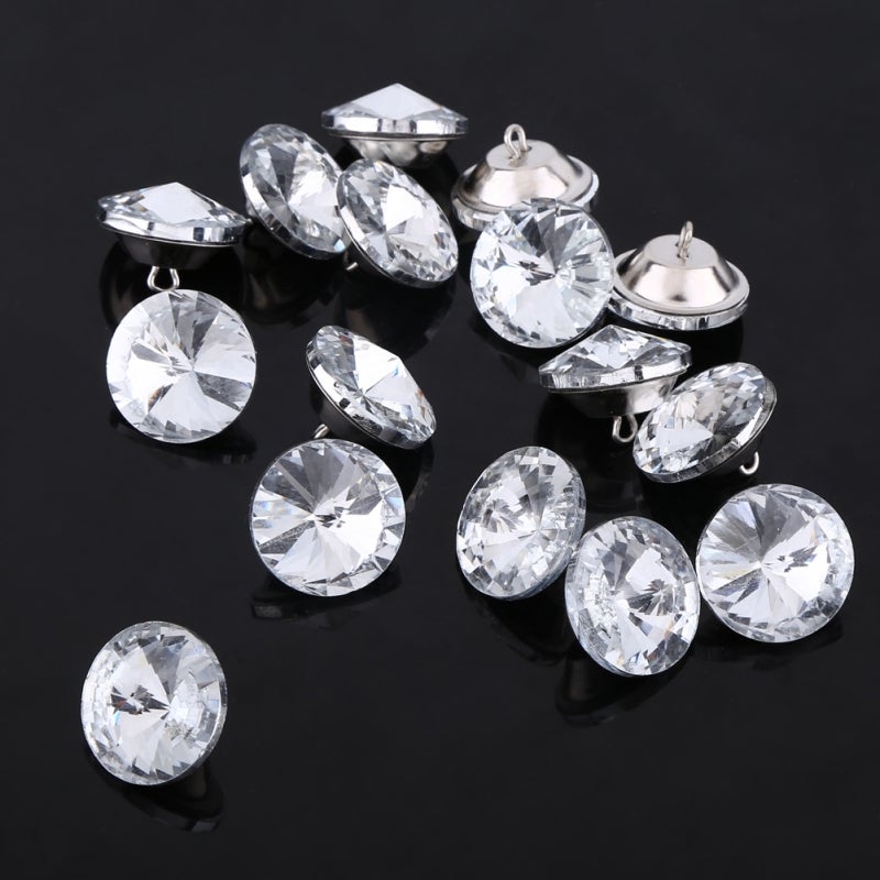 Rhinestone Crystal Buttons: 50 Pcs Glass Material, Clear Shining Luxury, 2 Sizes, Smooth Edge - Delicate Workmanship, Crystal Sewing Buttons for DIY Craft, Furniture & Costume Decoration - Image 2