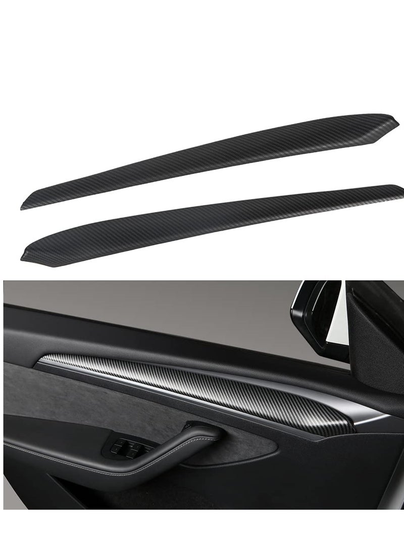 Excefore 2 PCS Interior Door Trim Cover Wrap Cap for Tesla Model 3 Model Y, Interior Door Panel Molding Trim Door Cover, Compatible with Tesla Model 3 2021-2023 Model Y 2021-2022 (Matte Carbon Fiber) - Image 1