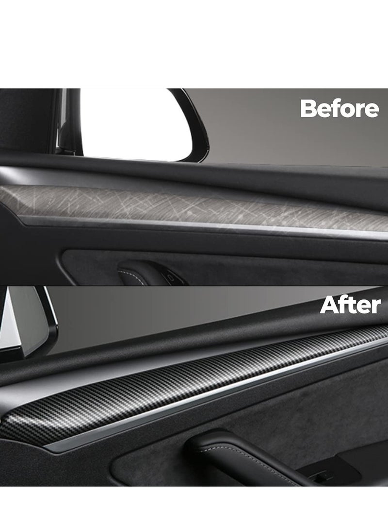 Excefore 2 PCS Interior Door Trim Cover Wrap Cap for Tesla Model 3 Model Y, Interior Door Panel Molding Trim Door Cover, Compatible with Tesla Model 3 2021-2023 Model Y 2021-2022 (Matte Carbon Fiber) - Image 5