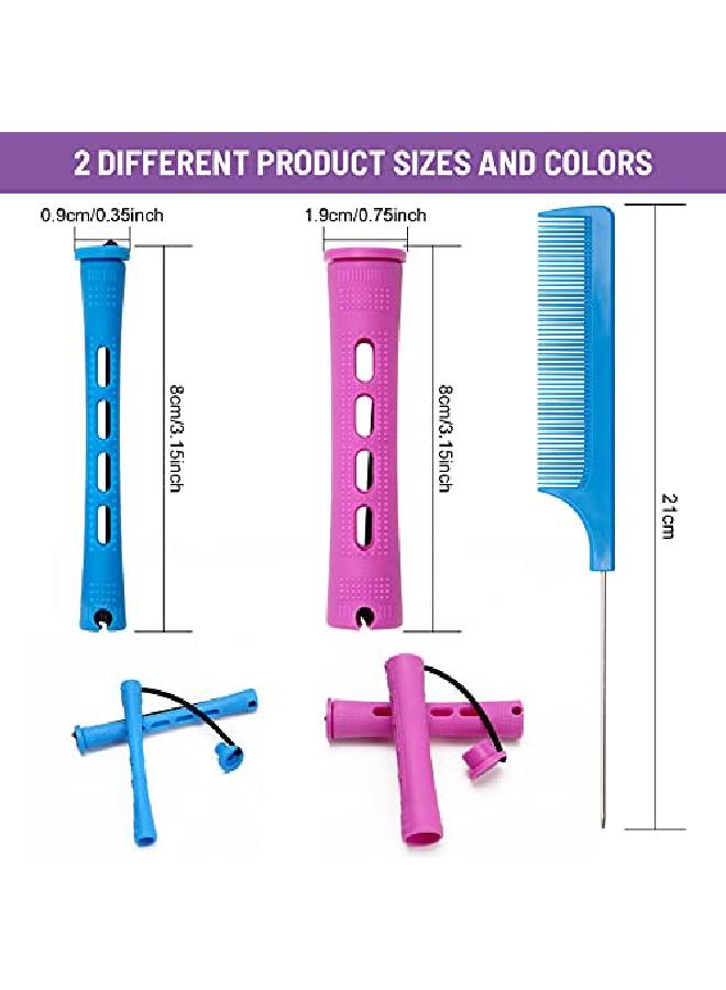 Ahier 62 Pcs Hair Perm Rods Set 60 Short Cold Wave Rods Plastic Hair Curling Rollers Curlers 2 Size With 2 Stainless Steel Rat Tail Comb For Hairdressing Styling Supplies - Image 3