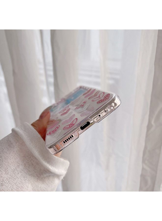 Case for Samsung Galaxy Z Flip 5 Case, Heart Graffiti Pattern Phone Case with Strap Wrist, Slim Case Compatible with Samsung Galaxy Z Flip 5, PC material Anti-Scratch Phone Fashion Cover Women Girls - Image 4