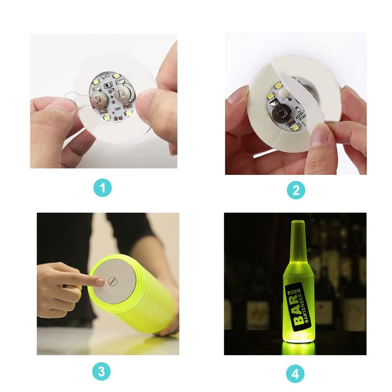 Kensally 12Pcs LED Coaster, LED Sticker Lights, LED Bottle Lights Cup Holder Lights for Wine Liquor Bottle, Bottle Sparklers for Champagne, Party, Bar, Warm White - Image 3