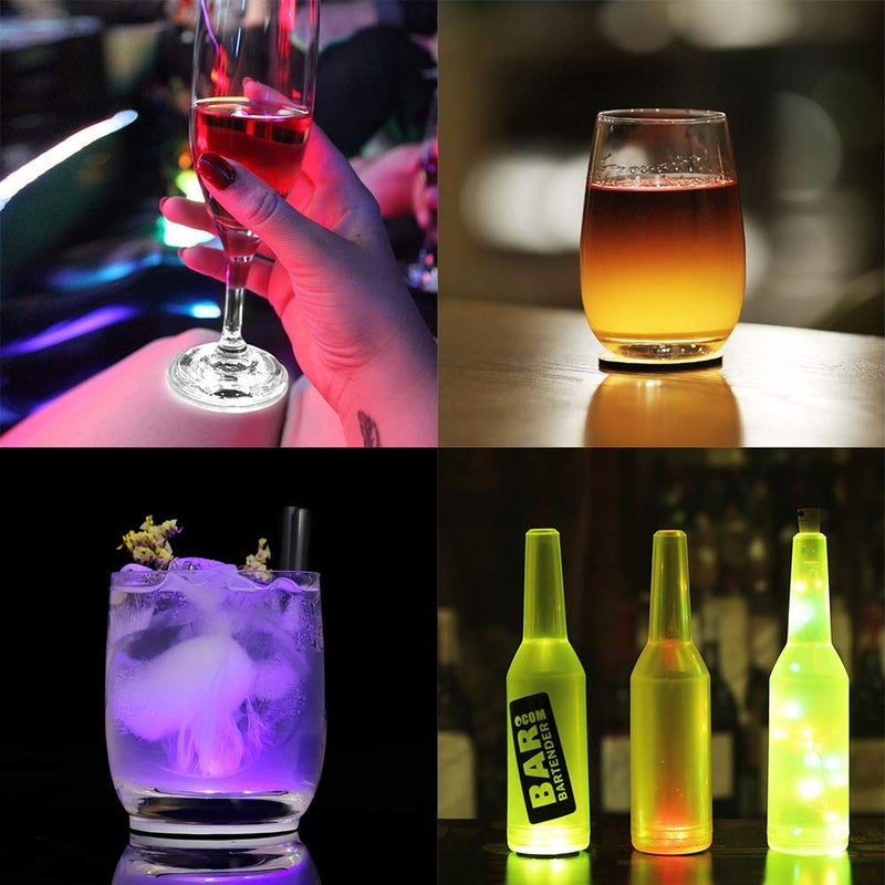 Kensally 12Pcs LED Coaster, LED Sticker Lights, LED Bottle Lights Cup Holder Lights for Wine Liquor Bottle, Bottle Sparklers for Champagne, Party, Bar, Warm White - Image 5