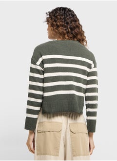 ONLY Crew Neck Striped Cardigan  - Image 2
