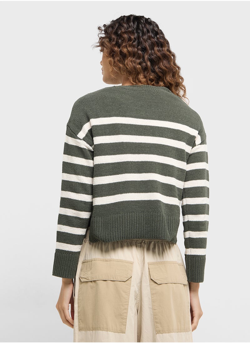 ONLY Crew Neck Striped Cardigan  - Image 2