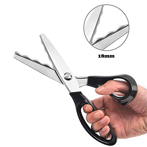 Xemz Pinking Shears, Stainless Steel Dressmaking Scissors, Serrated and Scalloped Blades, Professional Sewing Craft Cut Tailor Zig-Zag Tool, Fabric Decoration Comfort Grip Soft Handheld (Scalloped-18mm) - Image 4