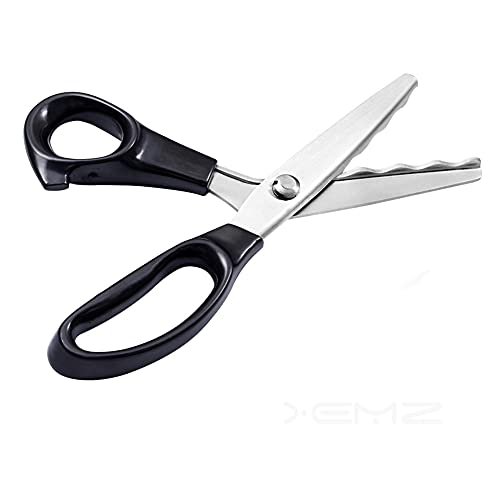 Xemz Pinking Shears, Stainless Steel Dressmaking Scissors, Serrated and Scalloped Blades, Professional Sewing Craft Cut Tailor Zig-Zag Tool, Fabric Decoration Comfort Grip Soft Handheld (Scalloped-18mm) - Image 1
