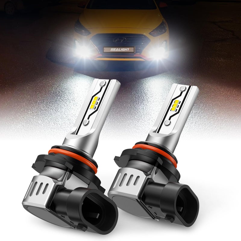 SEALIGHT 9006HB4 Fog Light Bulbs or DRL 12000LM 9006 Hb4 Fog Lamp Bulbs 6500K White Fog Lights or Daytime Running Light 11 Size Plug ANG Play NonPolarity Interior Lighting Pack of 2