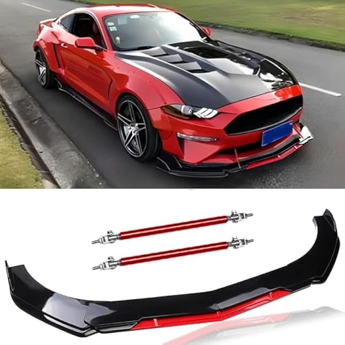 DREAMIZER Front Bumper Lip Chin Spoiler Splitter Diffuser Protector Body Kit with Adjustable Support Splitter Rod Compatible with Accord Honda Civic Volkswagen and More - Image 2