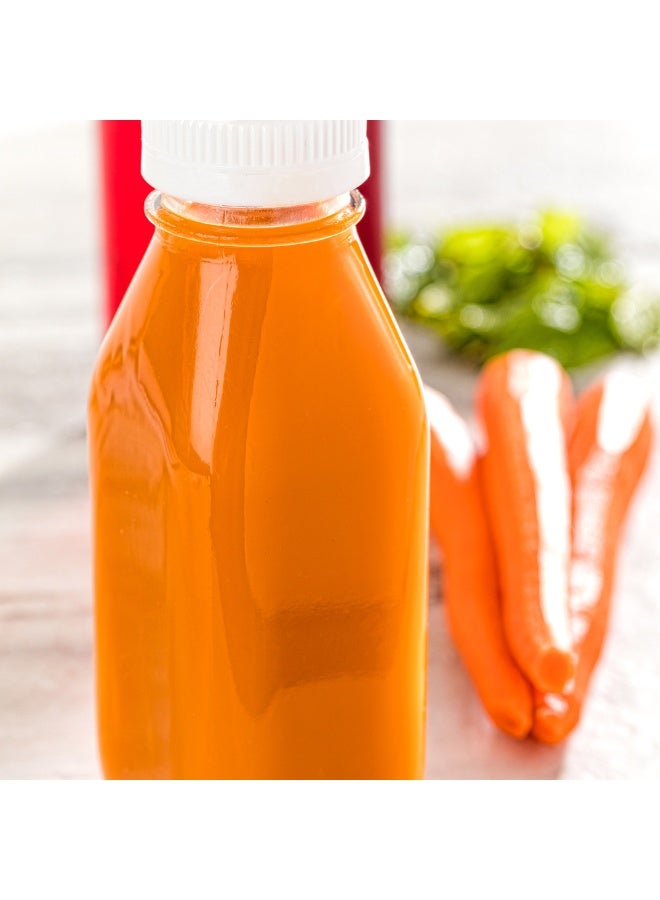 Restaurantware زجاجات عصير سعة 10 أونصات من الريف الفرنسي، 10 زجاجات عصير مربعة - مع أغطية مقاومة للتلاعب، قابلة لإعادة الاستخدام، زجاج شفاف لتخزين العصير، للمشروبات المخفوقة، الحليب، الشاي، والمزيد - Image 3