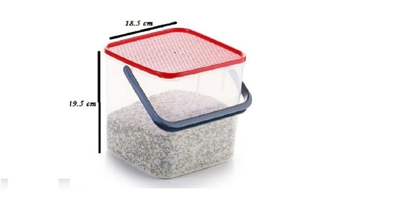 ULTRAZON Plastic Storage Container set square for Rice Flour Food Grain Kitchen Storage air Tight Container with Handle Pack of 2Multicolor - Image 2