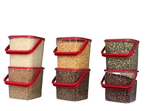 ULTRAZON Plastic Storage Container set square for Rice Flour Food Grain Kitchen Storage air Tight Container with Handle Pack of 2Multicolor - Image 4