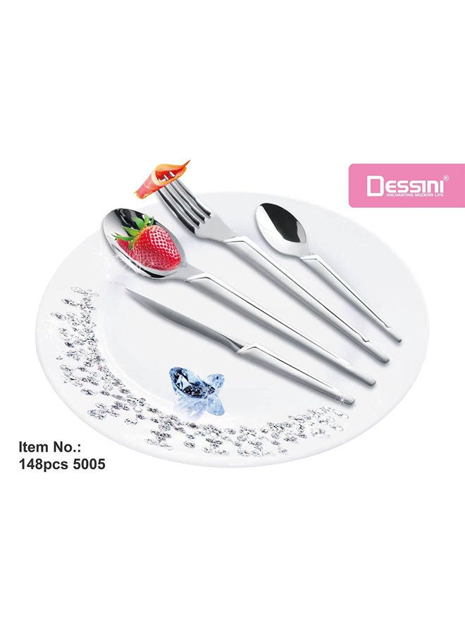 DESSINI طقم أدوات مائدة ديسيني 148 قطعة فضي - Image 1