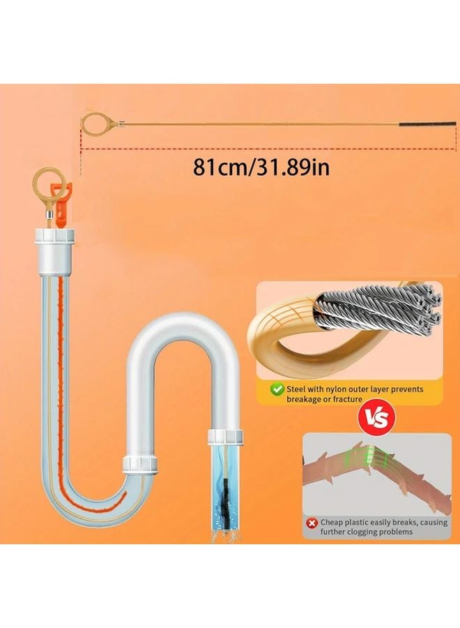 2pcs Drain Auger Pipe Cleaning Tool Plastic Snake Hair Cleaner For Shower Kitchen Sink - Image 5