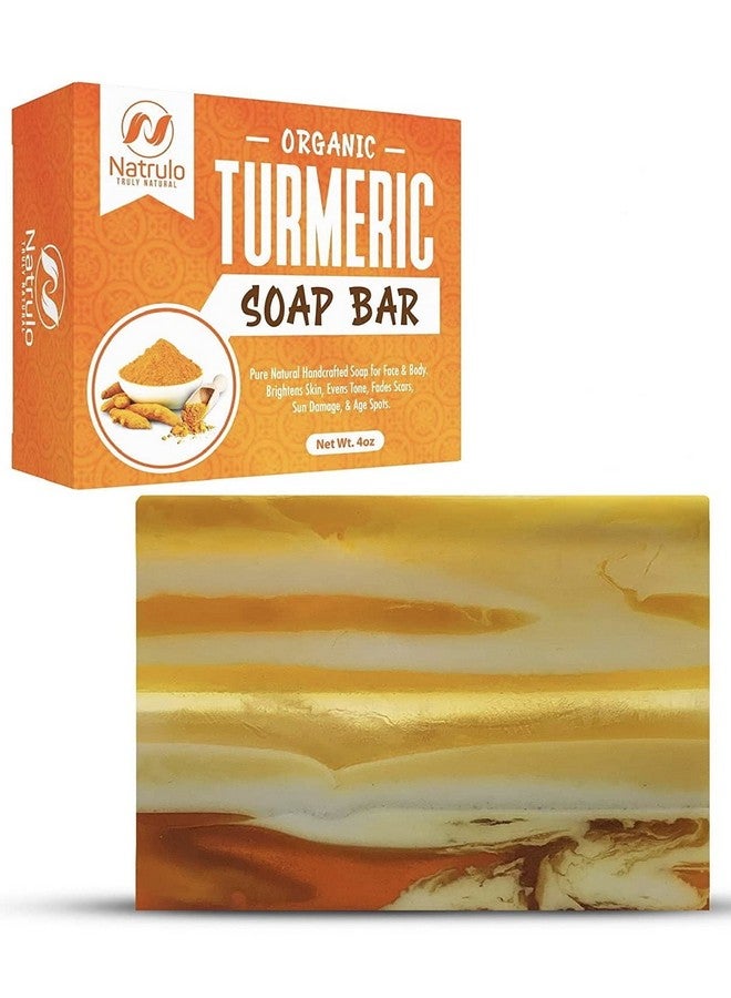 Natrulo Organic Turmeric Soap Bar Pure Natural Handcrafted Skincare Made In Usa Face & Body Cleanser With Calendula Aloe Vera French Clay Brightens Skin Evens Tone Fades Scars Sun Damage Age Spots - Image 1