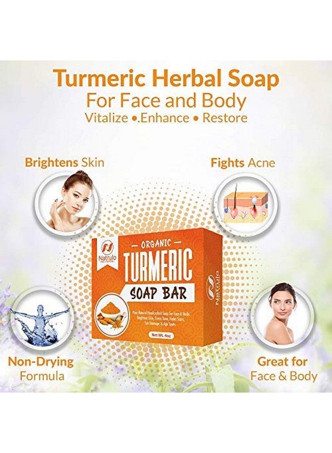 Natrulo Organic Turmeric Soap Bar Pure Natural Handcrafted Skincare Made In Usa Face & Body Cleanser With Calendula Aloe Vera French Clay Brightens Skin Evens Tone Fades Scars Sun Damage Age Spots - Image 2