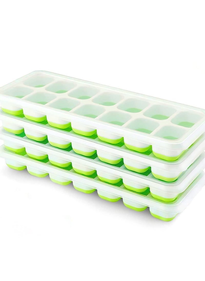 Generic - Ice Cube Trays 4 Pack, Airabc Silicone Ice Cube Trays with Removable Lid, Easy-Release Flexible 14-cube Ice Trays, LFGB Certified and BPA Free, Stackable Ice Trays with Covers for Cocktail, Freezer - Image 1