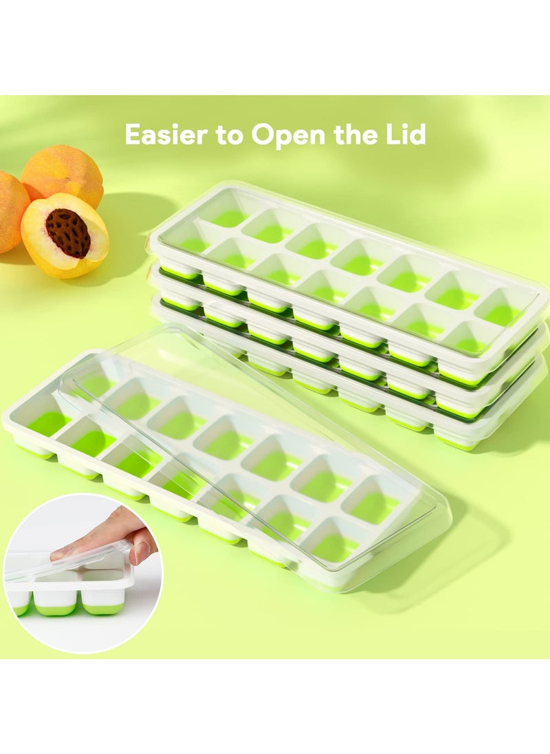 Generic - Ice Cube Trays 4 Pack, Airabc Silicone Ice Cube Trays with Removable Lid, Easy-Release Flexible 14-cube Ice Trays, LFGB Certified and BPA Free, Stackable Ice Trays with Covers for Cocktail, Freezer - Image 1