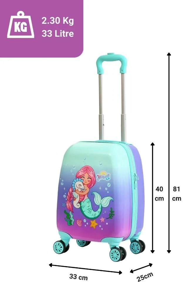G&D Polo Suitcase Gedox Kids Aqua Green Lilac Mermaid Patterned Girl Suitcase 150