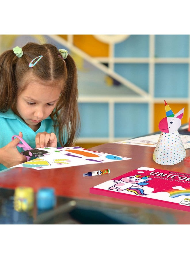 WONDRBOX Returns Gifts for Birthday for Kids Unicorn Scissor Craft Activity Kit for Kids Age 3 4 5 6 Girls | Each Pack Includes: 12 DIY 3D Paper Crafts, Child-Safe Scissor and Glue (Pack of 12) - Image 5