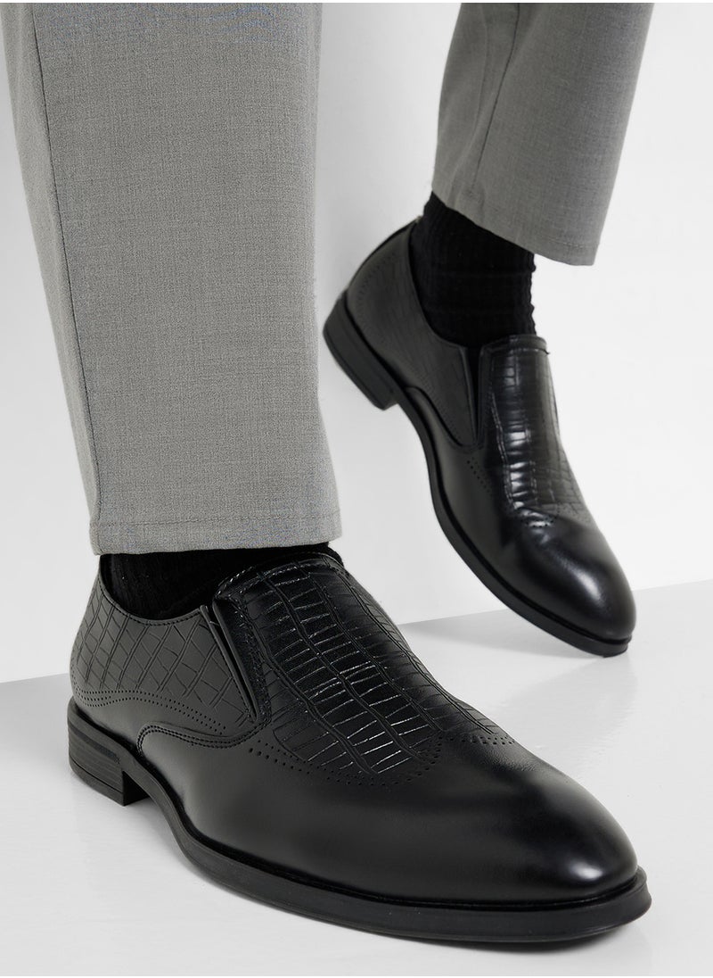 Robert Wood Croc Emboss Formal Slip Ons  - Image 5