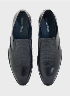 Robert Wood Croc Emboss Formal Slip Ons  - Image 4