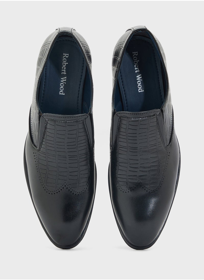 Robert Wood Croc Emboss Formal Slip Ons  - Image 4