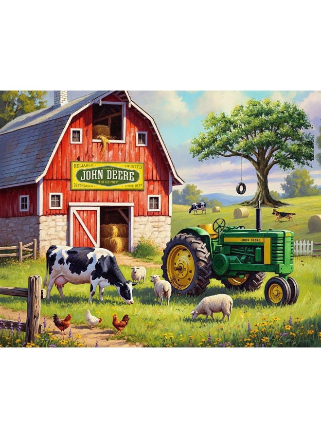Springbok Country Morning 500 Piece Jigsaw Puzzle for Adults - John Deere Tractor - Poster Now Included - Unique Cut Pieces - Made in USA - Image 1