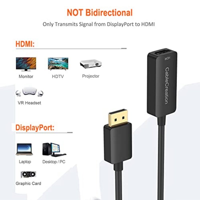 Desktop, TV, Monitor adapter: Gold-plated DP 1.4 to HDMI, HDR 4K@60Hz, supports 2K@144Hz/1080P@144Hz, Eyefinity multi-display - Image 3