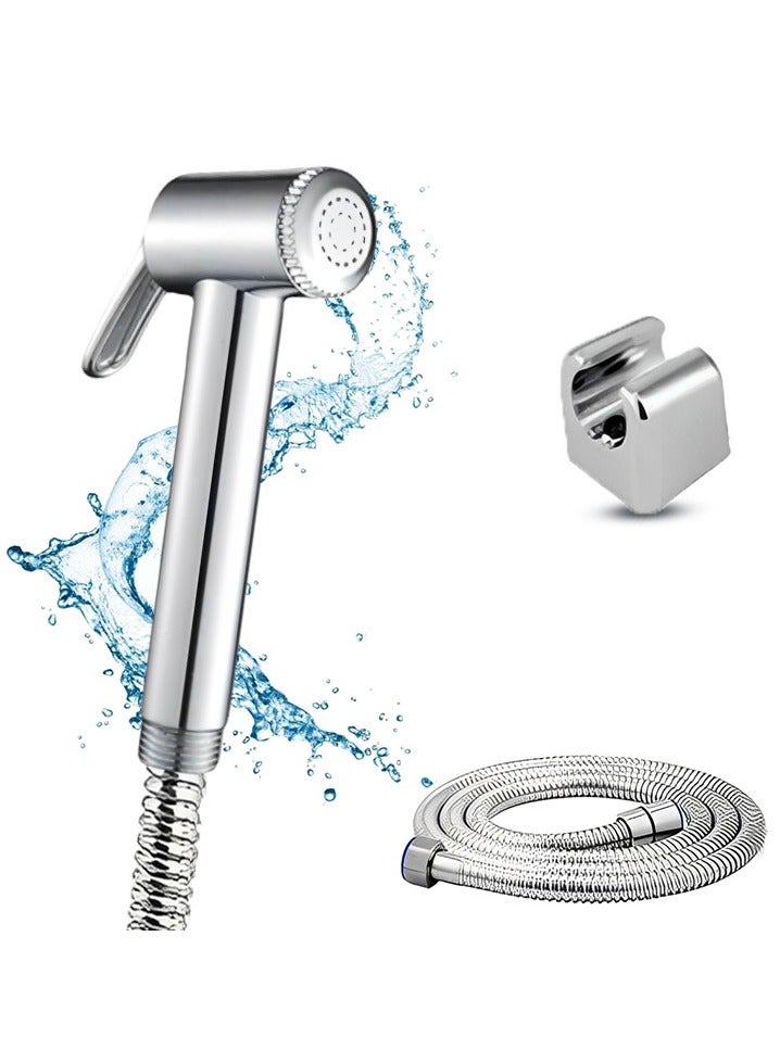 Shattaf Set, Bidet Sprayer for Toilet with 47inches Stainless Steel Bidet Hose, Wall Mounted Handheld Bathroom Spray for Personal Hygiene, Chrome  - Image 1