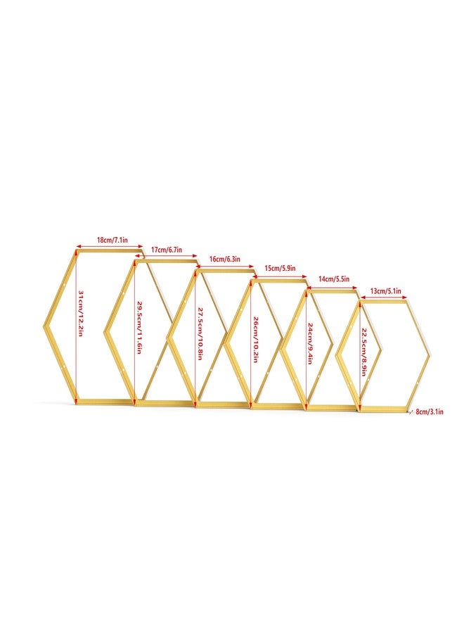 Gonice Gold Metal Hexagon Floating Shelves Set of 6 Honeycomb Wall Shelves Home Decor Shelf for Living Room Bedroom Office - Image 3