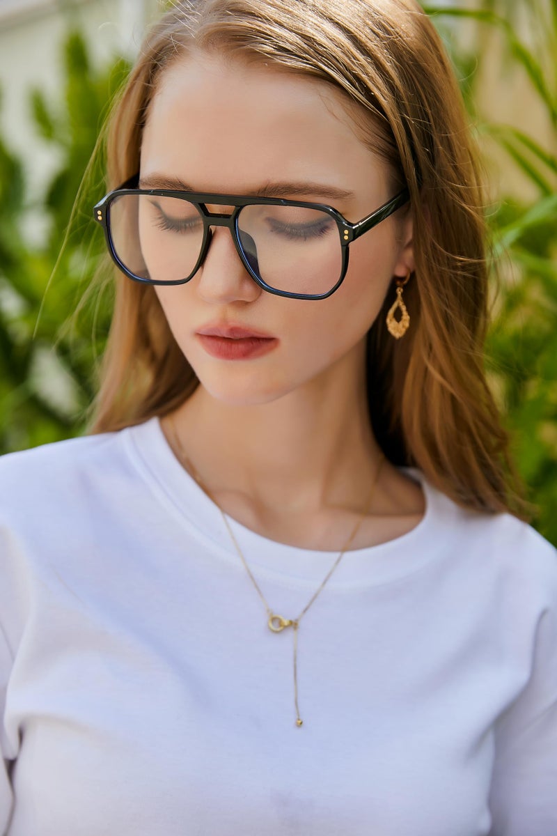 FEISEDY نظارات فيسيدي 2 حزمة لحجب الضوء الأزرق، نظارات مزيفة، نظارات كمبيوتر شفافة، إطار طيار خفيف الوزن، نظارات كبيرة B2866 - Image 3