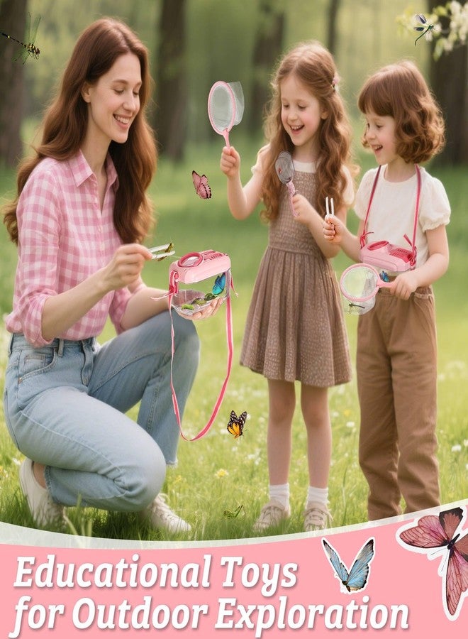 بيج جن مجموعة صيد الحشرات للأطفال (قطعتان) - مجموعة تعليمية لصيد الحشرات تتضمن شبكة فراشات، مشبك حشرات، ملقط، ألعاب خارجية للأطفال من سن 3 إلى 10 سنوات (لون وردي) - Image 5