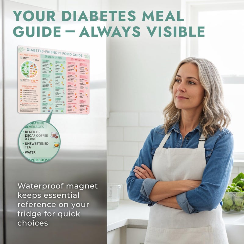 Beech & Lambert Diabetic Food Guide Fridge Magnet 9.25" x 11" - Diabetes Care Chart, Diabetic Cookbook Companion for Meal Planning and Food List Reference - Image 3