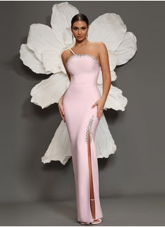 Meilun Women's Pink One shoulder Diamond Studded Evening Dress  - Image 1