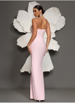 Meilun Women's Pink One shoulder Diamond Studded Evening Dress  - Image 2