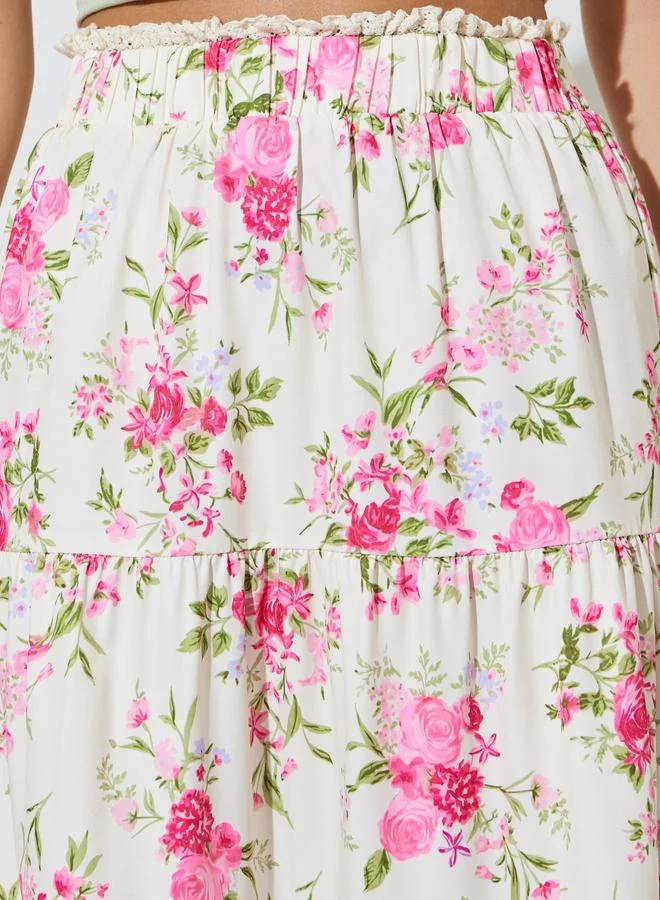 Take Two  Floral Tiered Midi Skirt for Women | Best Price UAE