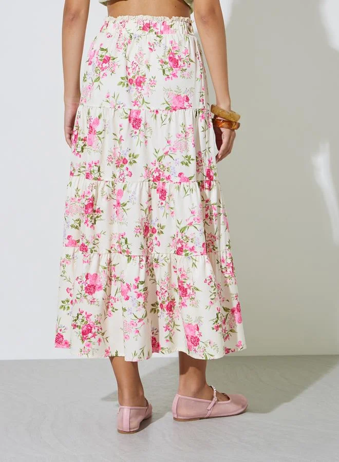 Take Two  Floral Tiered Midi Skirt for Women | Best Price UAE
