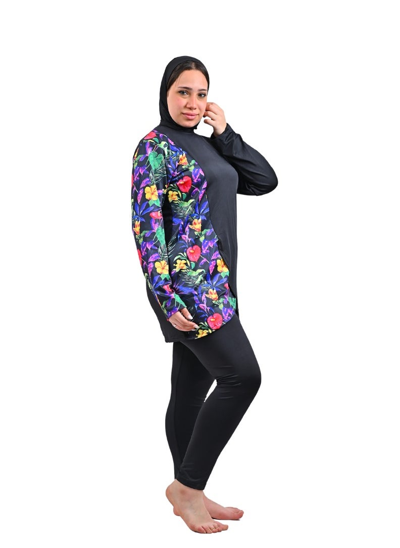 Women Modest Waterproof Swimwear Burkini with Full Cover Hijab Long Sleeves Swimsuit 3pcs Islamic Burkinis Wear Bathing Suit with Arum lily Flower Print. - pzsku/Z7841ECBE9D72AD1D17D1Z/45/_/1715604305/417d7767-4b74-49f3-87ac-3c0ae778c079