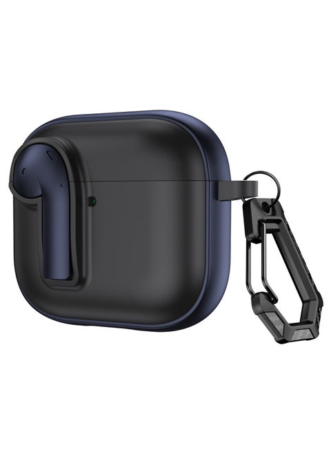 Suitable For Apple Airpods 4 Protective Case With Lock Switch Creative Headset Bluetooth Case Pro2 Soft Drop-proof Case-Color:Black Dark Blue-Applicable Models:Airpods 4