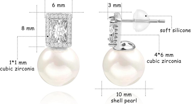PEARLADA 925 Sterling Silver Hoop Handpicked AAA+ Quality 7.5-8mm White Freshwater Cultured Pearl Dangle Drop Earrings Jewelry for Women - Image 4