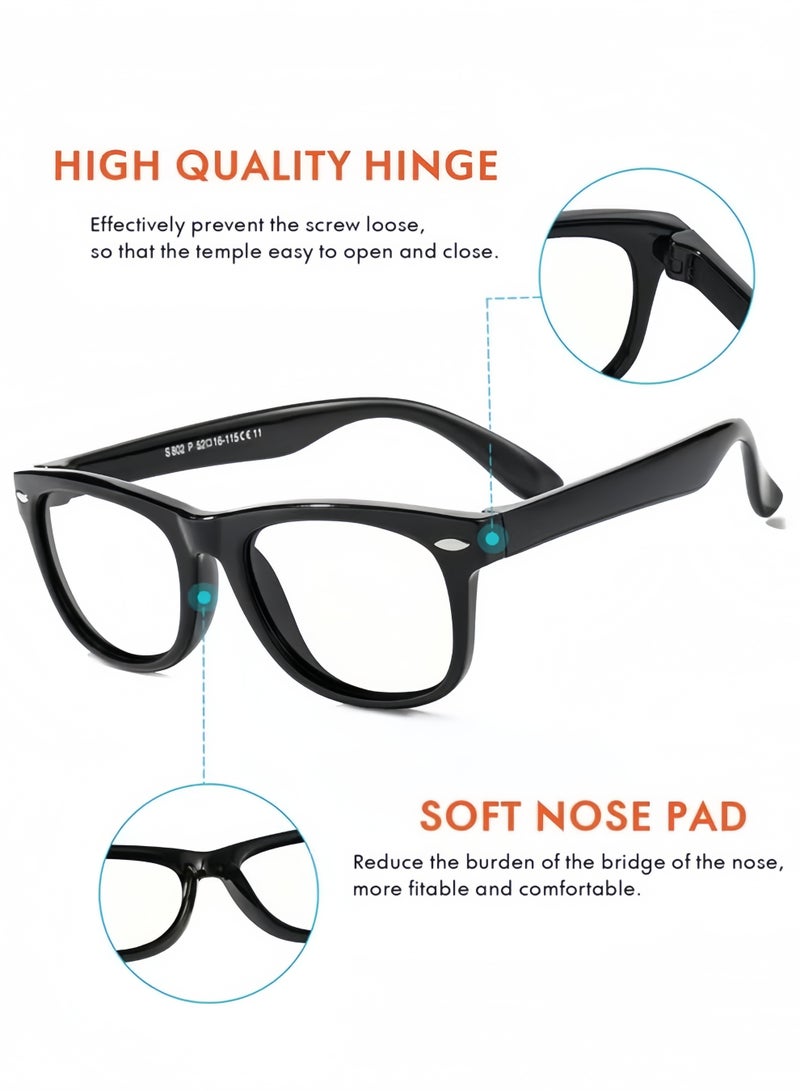 Kids Blue Light Blocking Glasses Anti-Glare Anti-UV Mobile TV Silicone Glasses for Boys Girls 3-12 Years Old Children's Blue Light Blocking Glasses Black - Image 4